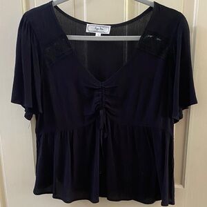 Angie Black V-Neck Blouse
